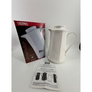 Thermos Coffee Butler Thermal Carafe 50oz White Octagon Insulated Vintage EUC